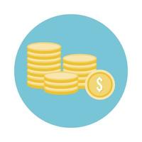 coins money dollars block style icon vector