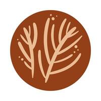 branch with leaves boho hand drawn style vector