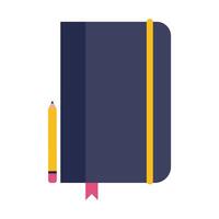 notebook with pencil flat style icon vector