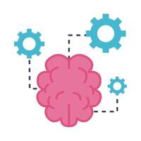 brain with gears flat style icon vector