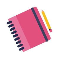 notebook with pencil flat style icon vector