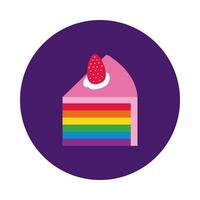 strawberry cake with gay pride flag block style vector