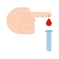 hand with drop of blood flat style vector