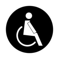 Figura humana en estilo de bloque de pictogramas de salud en silla de ruedas vector