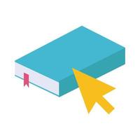 electronic book with mouse arrow education online flat style vector