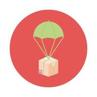 box in parachute delivery service block style vector