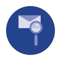 envelope with magnifying glass block and flat style vector