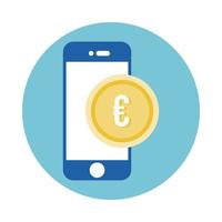 smartphone with euro coin block style vector