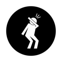 human figure coughing in elbow health pictogram block style vector