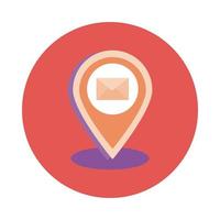pin location with envelope mail block style vector