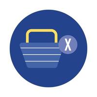 shopping basket commerce block and flat style icon vector