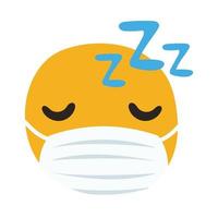 emoji asleep wearing medical mask hand draw style vector