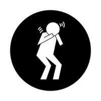 human figure coughing in hands health pictogram block style vector