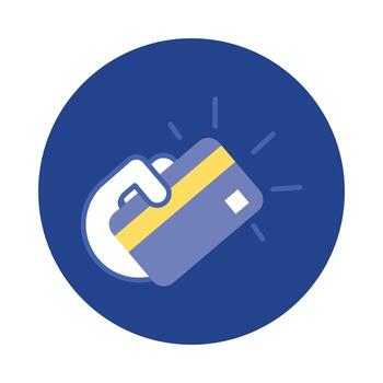 hand with credit card block and flat style icon vector
