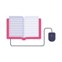 electronic book with mouse education online flat style vector