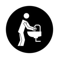 Figura humana lavándose las manos estilo de bloque de pictogramas de salud vector