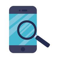 smartphone with magnifying glass flat style icon vector