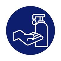 hand washing using antibacterial soap bottle block style vector