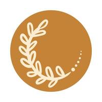 branch with leaves boho hand drawn style vector