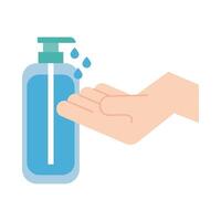 hands with antibacterial soap flat style vector