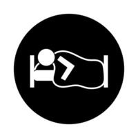 human sleeping in bed health pictogram block style vector