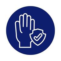 hand washing with shield block style icon vector