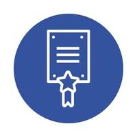 document with star medal block style icon vector