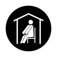 human figure stays at home health pictogram block style vector