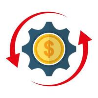 Isolated coin and gear vector design