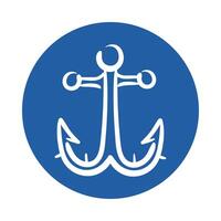 marine anchor block style icon vector