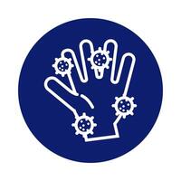 hand washing with covid19 particles block style icon vector