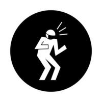 human figure sneezing using face mask pictogram block style vector