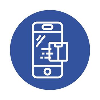 box in smartphone delivery service block style vector