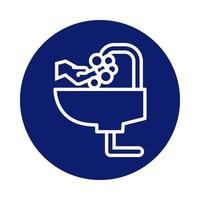 lavado de manos en el icono de estilo de bloque de grifo de baño vector