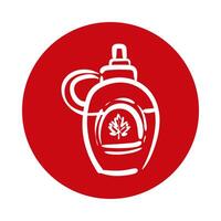 bottle jar with maple leaf canadian block style vector