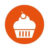 sweet cupcake block style icon vector