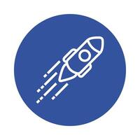 rocket startup block style icon vector