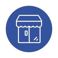 store building with parasol block style icon vector