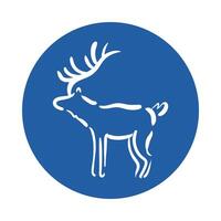 reindeer animal block style icon vector