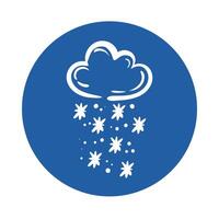 cloud with snowflakes block style icon vector