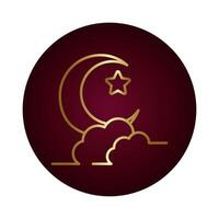 moon night with star block gradient style icon vector