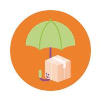 umbrella with box delivery service block style vector