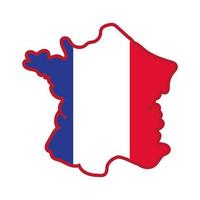 Francia bandera y mapa icono de estilo de dibujo a mano