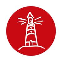 lighthouse maritime block style icon vector