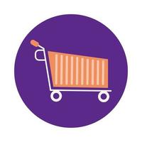 shopping cart market block style vector