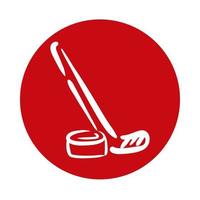 hockey stick and puck block style icon vector