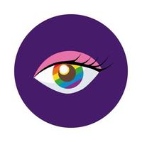 eye with gay pride flag block style vector