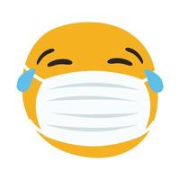 emoji wearing medical mask crying hand draw style vector