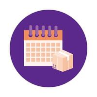 estilo de bloque de servicio de entrega de caja y calendario vector