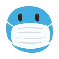 emoji frozen wearing medical mask hand draw style vector